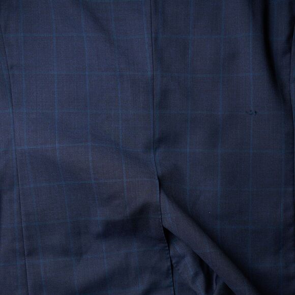 Canali Men’s Sport Coat 40R Navy Check Wool Cupro 2-Button Blazer Hole on Sleeve - Picture 8 of 11